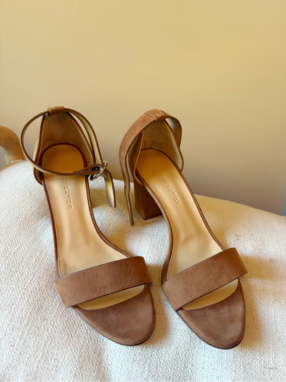 Jenni Kayne Suede Block Heel Sandals with Ankle Strap- Never worn